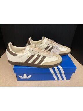 New! Womens Adidas Samba OG Off White Earth Strata Gum JR8842 Shoes. Size 10.